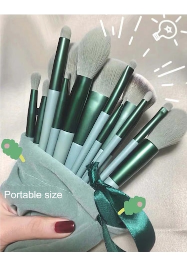 Moveevo 13 Adet Makyaj Fırçası Seti Saklama Çantası Ile Fondöten Gevşek Pudra Allık Kapatıcı Göz Farı Kaş Kozmetik Fırçaları