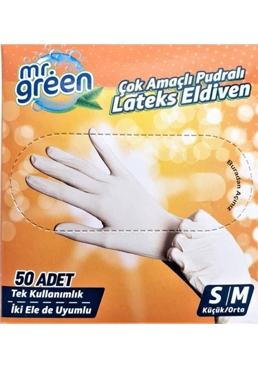 Pudralı Latex Eldiven Mr.green 50 Adet