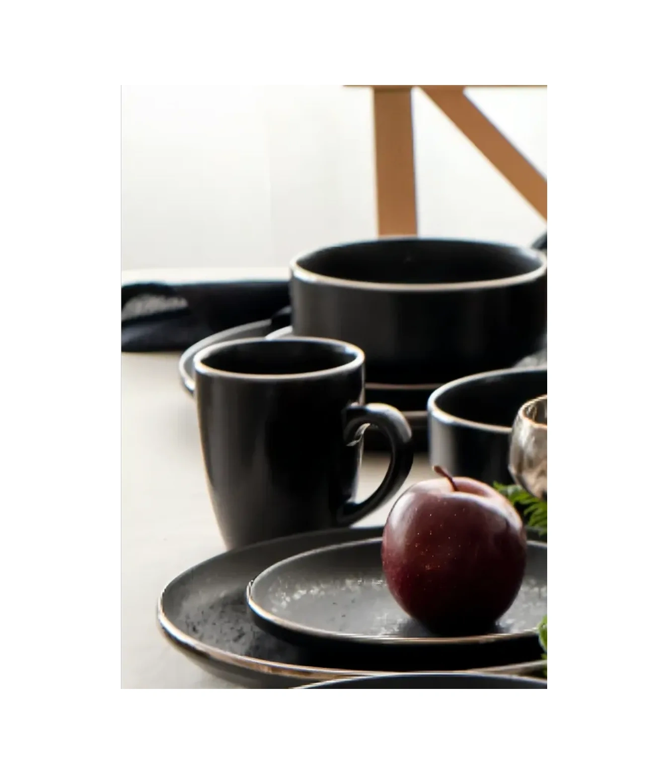 Korall Elite Black Çiftlü 350ml Seramik Çift Çay Bardağı Seti 37237170 Siyah