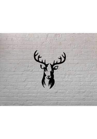 Ahşap Tablo Dekoratif Geyik Kafası Duvar Dekoru Siyah Ahşap