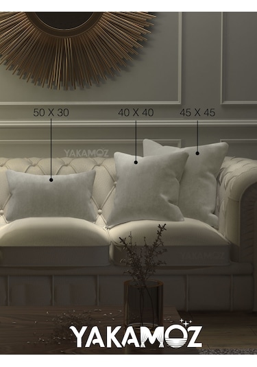 Br Yakamoz Ekru Renk Kırlent , Yastık Kılıfı Kadife Görünümlü Velvet Touch Serisi Ekru