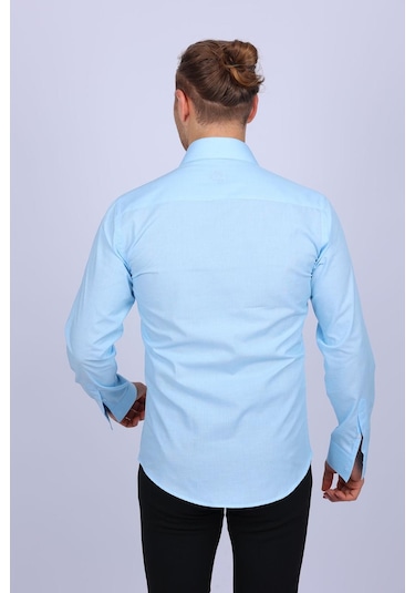 Evente Slim Fit Mavi Filafil Erkek Gömlek Slm-5088-eve
