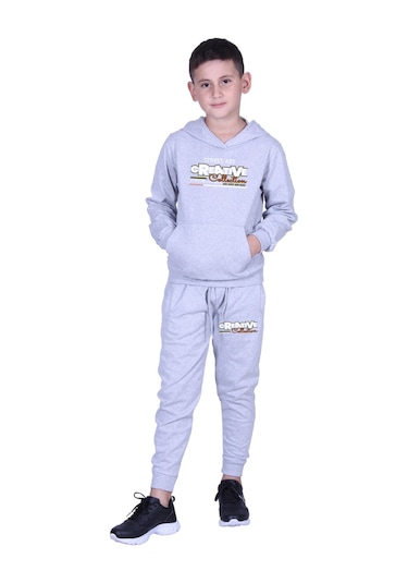 3 Lü Erkek Çocuk Baskılı Kanguru Cepli Kapüşonlu/sıfır Yaka Eşofman Takımı Çok Renkli