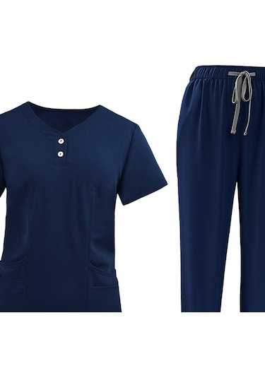 Dolıty Kadın Fırçalama Üniforma Seti Hemşire L-koyu-mavi