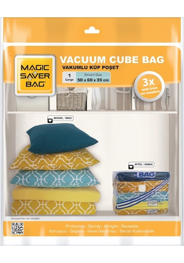 Magic Saver Bag 2'Li Large Küp Vakumlu Poşet