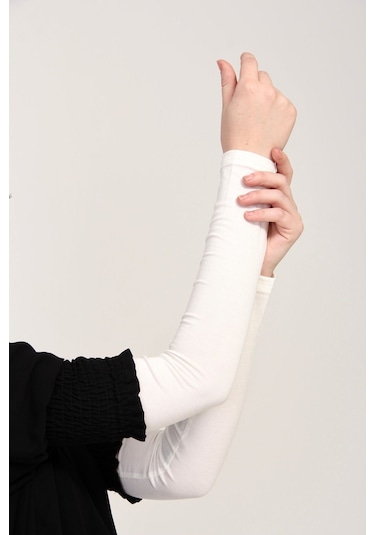 Likralı Kaymayan Kurtarıcı 1 Çift Tesettür Kolluk Ekru