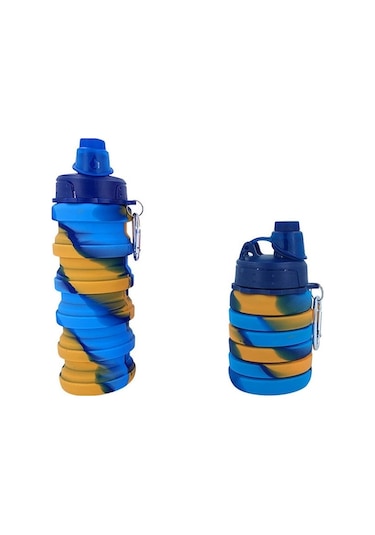 Spor Dış Etkinlikler İçin Katlanabilir Silikon Su Bardağı - Bisiklet, Seyahat, Fitness Taşınabilir 500ml Sarı Kettle Sarı Sarı