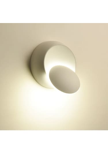 Led Duvar Lambası 360 Derece Döndürme Ayarlanabilir Başucu Işığı Beyaz Siyah Yaratıcı Duvar Lambası Siyah Modern Koridor Yuvarlak Lamba, Renk Sıcaklığı: Sıcak Beyaz Beyaz