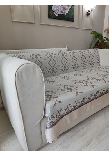 Koltuk Örtüsü Kaymaz Kilim Krem Bej