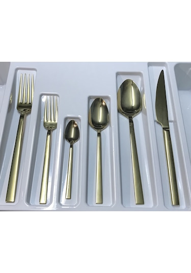 Titanyum Gold 6 Kişilik 36 Parça Kaşık Çatal Bıçak Seti Altın