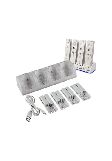 4 Adet 2800mah Şarj Edilebilir Pil Ve Wii Uzaktan Kumanda Anahtarı Aksesuarı İçin Wii Pil Şarj İstasyonu Beyaz Beyaz