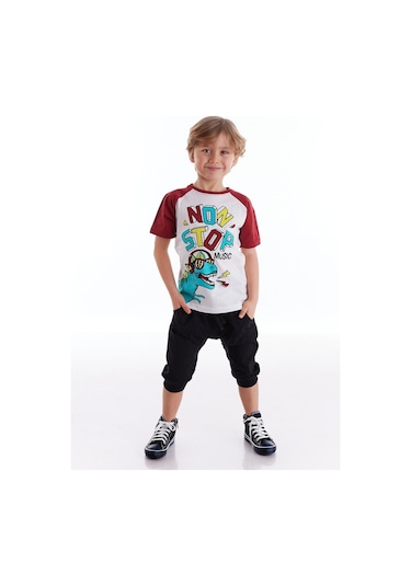 Denokids Mushi Dino Music Erkek Çocuk Kapri Takım Çok Renkli