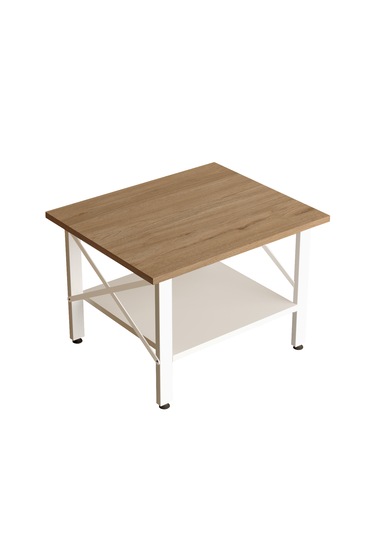 Robin Home Oslo Orta Sehpa Ofis Sehpa Beyaz Metal Ayak