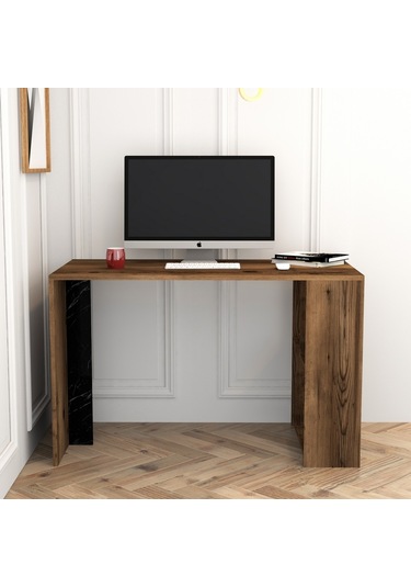 Variant Lima Çalışma Masası Ve Kitaplık Takımı - Ceviz / Siyah Me Ceviz