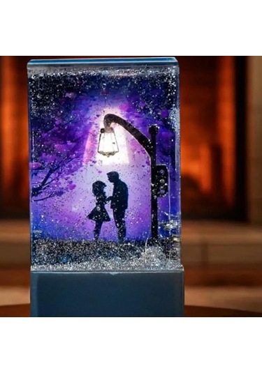 Işıklı Nostaljik Gümüş Sokak Lambası - Dekoratif Gece Lambası Gold