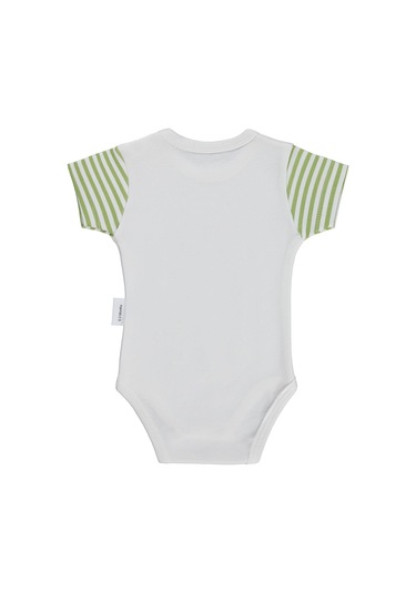 Nova Baby Yeşil Ema Kokulu Kısa Kol 1-12 Ay Çıtçıtlı Badi - Ekru