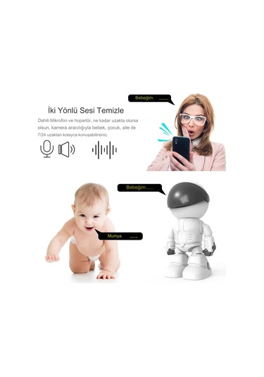 Qasul 1080p Kablosuz Robot Görünümlü Bebek/evcil Hayvan / Hırs...
