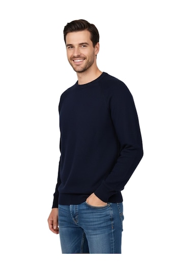 Erkek Spor Reklam Kol Kazak Regular Fit Bgl-st04949 Lacivert