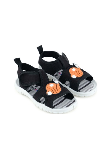 Gezer Erkek Çocuk Yazlık Rahat Taban Tek Cırt Cırtlı Ayarlanabilir Günlük Sandalet Siyah