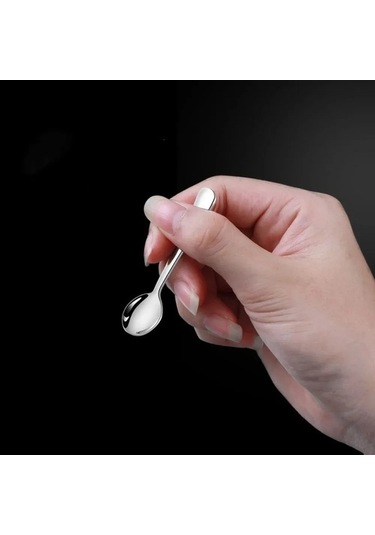 Didadodo 5'li Paslanmaz Çelik Kompakt Kahve Kaşığı Seti - Şık Ve Dayanıklı Gümüş Renkli Gümüş