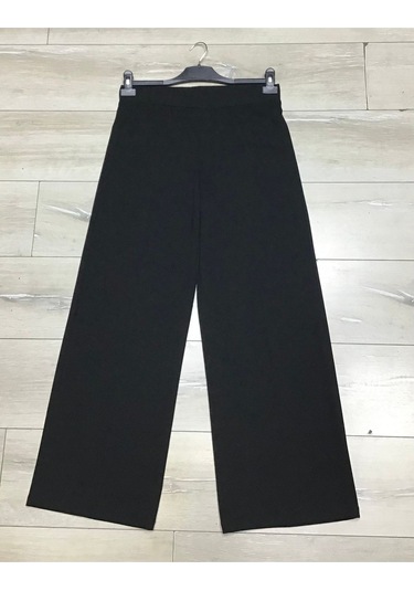 Scuba Beli Lastikli Bedenli Büyük Beden Bol Paça Panolont-inci Siyah