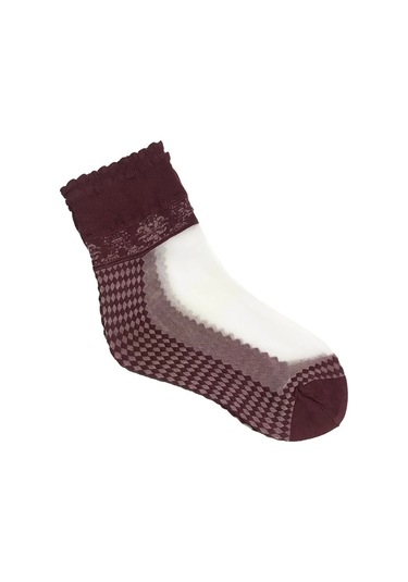 Italiana Kadın Baklava Desen Soket Çorap Bordo
