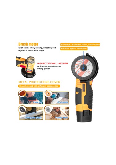 Mufunye 12v 19500 Rpm Şarjlı Mini Taşlama Makinesi - Kesme, Parlatma Ve Taşlama İçin Çok Fonksiyonlu El Aleti