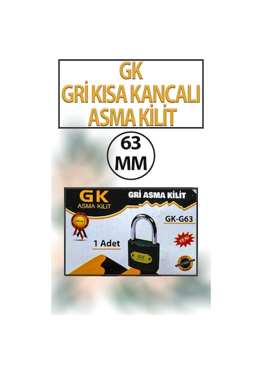 Kısa Tip Gri Asma Kilit 63 Mm 3 Anahtarlı