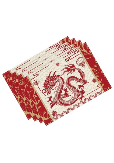 Suntek Çin Yeni Yılı Placemats 4 Adet Yer Kırmızı-beyaz Kırmızı Beyaz Kırmızı - Beyaz