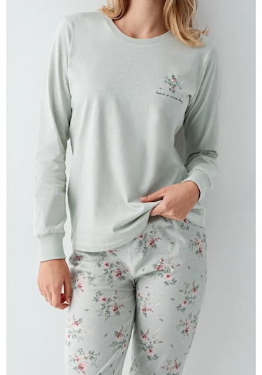 Lenaca Rolypoly 3703-s Kadın Uzun Kol Pijama Takım Yeşil