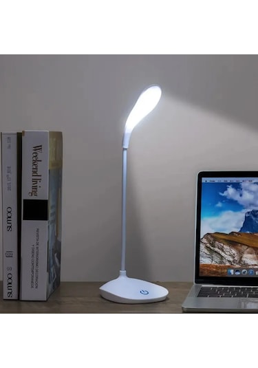 Taşınabilir Ve Ayarlanabilir Beyaz Renk Dokunmatik Şarjlı Masa Lambası Kitap Okuma Lambası Çok Renkli