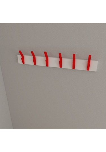 Hepsi3boyutlu Modern Duvar & Kapı Kanca Askılık - 6 Adet Kırmızı Kanca Askılık - Model No : 3 Kırmızı