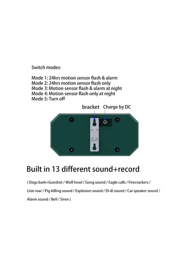 Yaozixa Güneş Enerjili Hayvan/güvercin Çekici, 5-8m Enstrüman Mesafesi, 4 Mod Işıklı/sesli Alarm, 100m Uzaktan Kumanda, N911t