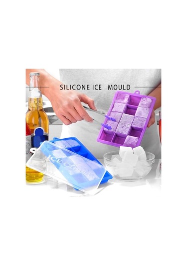 Besthome1 Mavi 15 Delikli Silikon Buzluk Kalıbı, Isıya Dayanıklı, Kapatıcı Kapaklı, Renkli, Baking & Bebek Yemeği Çok Renkli