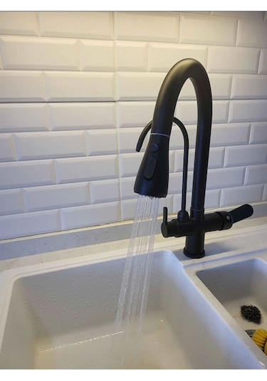 Boheme Fleko Arıtmalı Spiralli Eviye Bataryası Siyah