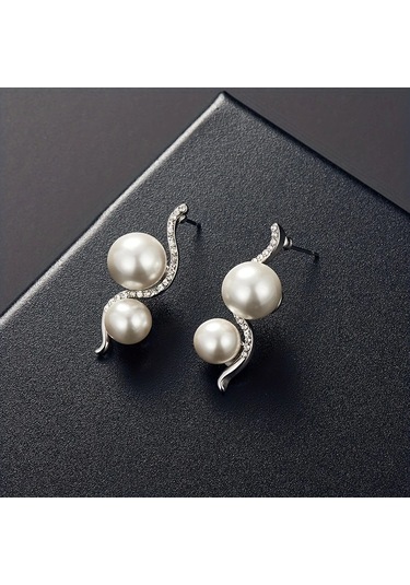 Zirkon Taşlı 2 Sıra Beyaz İnci Gümüş Takı Seti, Ahşap Kutu İçerisinde Gümüş