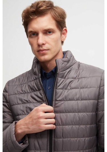 Ds Damat Slim Fit Gri Rüzgar Geçirmez Elyaf Dolgulu Mont 3HF07ORT04262 Gri