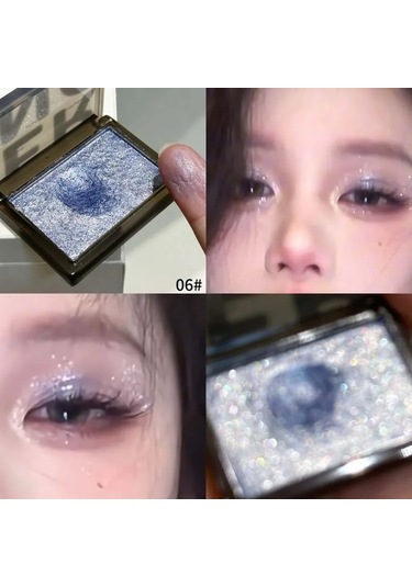 Köpüklü Glitter Mavi Göz Farı Paleti Fosforlu Siyah Gümüş Punk Dumanlı Göz Farı 06 3.2g 01
