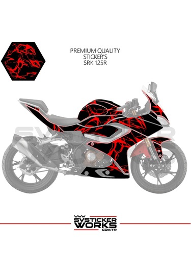 Rks Srk 125r Kaplama Sticker Şimşek Yıldırım Motor Kaplama Modeli Hazır Kit Kırmızı