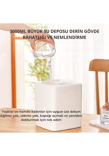 Polham 3 Litre Ultrasonik Hava Nemlendirici, Buhar Makinası Sprey, Koku Eklenebilir Çift Püskürtmeli Nemlendirici