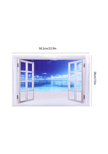 Qingmipy 3d Deniz Manzaralı Pvc Duvar Sticker, Su Geçirmez Dekoratif Pencerelik Desen, 2 Adet Paket Diğer