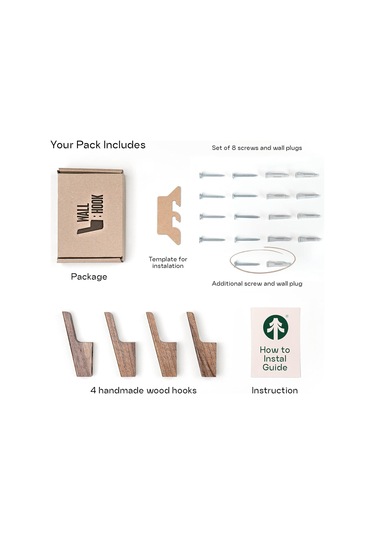 Wezone Ahşap Duvar Takımı 4 Adet - Kuru Ceviz Tonlu Gardırop Kanca Modern Köy Stili Duvar Dekoru Giriş Kapısı实用 Askı