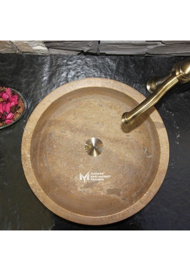 Noche Traverten Dışı Oyma Çanak Lavabo