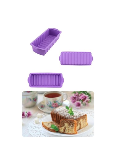Silicolife 2 Li Silikon Kek Kalıbı Seti, Baton Kek Kalıbı Ve Burgu Kek Kalıbı Seti Yerli Üretim Lila Lila
