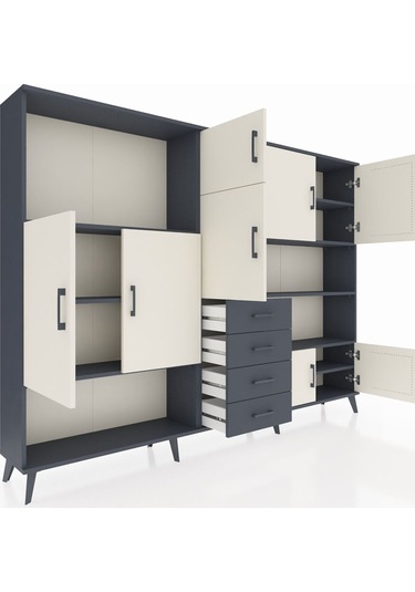 Arges Dolap 9 Raflı 4 Çekmeceli 8 Kapaklı 220x30x163 Antrasit-ayt Antrasit-aytaşı/antrasit Arges Dolap 9 Raflı 4 Çekmeceli 8 Kapaklı 220x30x163 Antrasit-ayt Antrasit-aytaşı/antrasit