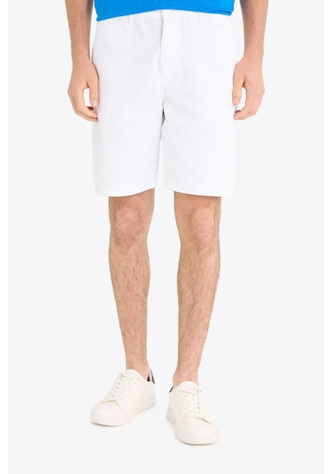 Defacto %100 Pamuk Regular Fit Bermuda Şort E1231ax25smwt34 Beyaz
