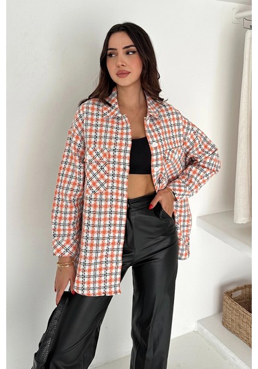 Çift Cepli Oduncu Gömlek Turuncu Turuncu