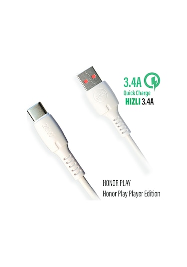 Honor Play Type-c Hızlı Şarj Kablosu 3.4a Hızlı
