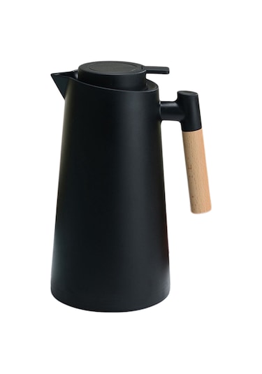 Aoresac Termal Kahve Sürahi Çift Duvarlı Vakum Cezve Termal Siyah 1 L