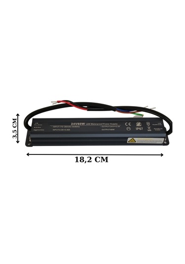 HazarLed 24 Volt 2,5 Amper Ip67 Su Geçirmez Dış Cephe Led Adaptör 60 Watt